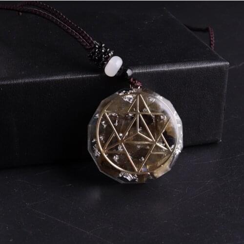 1Pc Orgone Special Symbols Pendant Necklace Metatron Cube Orgonite Seven Chakra Round Pendant Healing Protection Crystal