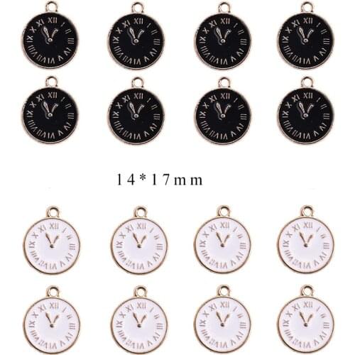 10pcs/Lot 14*17mm Clock Diy Handmade Oil Enamel Charms Design for Jewelry Making Earring Bracelet or Necklace