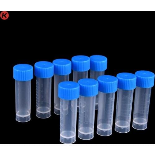 10PCS 5ml Chemistry Plastic Test Tubes Vials Seal Caps Pack Container for Office School Chemistry Supplies