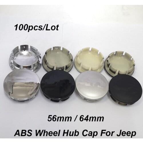 100pcs/set 56mm 64mm Glossy/Matte/Black for Jeep Cherokee Liberty Rubicon Wrangler Auto Car Wheel Hub Center Caps Covers Badge