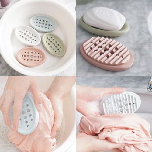 2 In 1 Soap Laundry Brush Silicone Soap Holder Non-slip Soap Box Bathroom Soap Drainer Dish