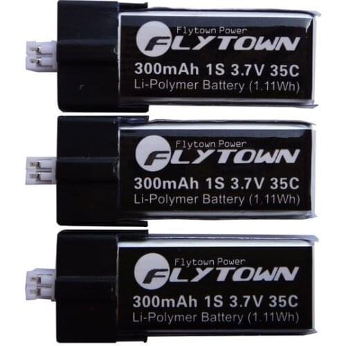 3PCS Flytown 300mAh 3.7V 35C-70C Lipo battery for E-Flite Blade mCPX FBL100, Nano QX 3D Helicopter Drone parts EFLB2001S25