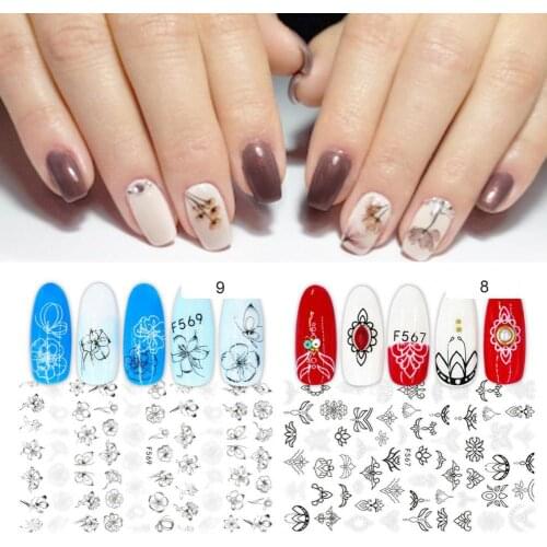3D Nail Sticker Plant Pattern Multiple Styles Cute Stickers Self-adhesive Stickers Nail Sticker Manicure Flower Sliders Nail Art