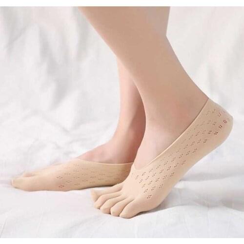 5 Pairs Orthopedic Compressing Socks For Women Toe Socks Breathable Five Finger Split Toe Socks Invisible Boat Socks