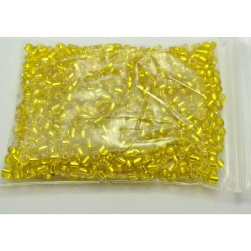 800 Yellow Silver-Lined Glass Seed Beads Rondelle 4mm (6/0)