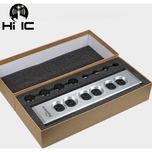 US American Standard Alluminum Power Supply Filter Power Purifier Socket With Voltage Display extension socket For HiFi Audio