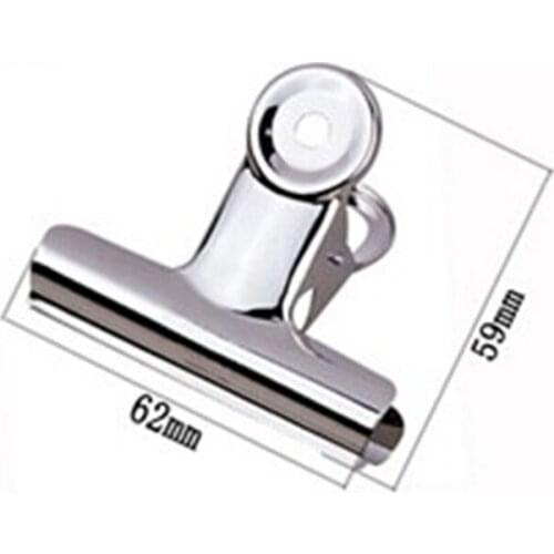 Free Shipping (24pcs/lot) 62mm round top Grip Clips Bulldog clip stainless steel paper clip Office supply metal bill clip