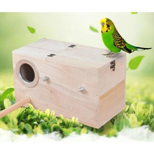 Wooden Bird House Hanging Nest Box Budgie Nesting House Breeding Box S/M/L/XL