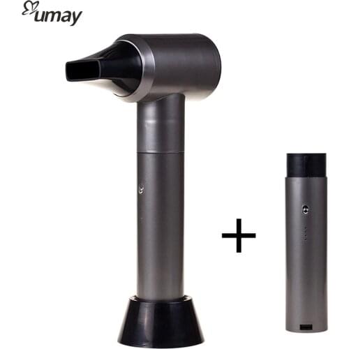 Enhance Travel Charging Hair Dryer with 2 Batteries Air Duct and Battery Detachable Portable Wireless Blower Travel Camping Tool