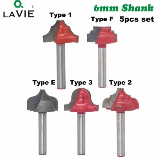 5pcs 6mm Lace Knife Open End Carving Bit 3D Woodworking Insert Router Bit Tungsten Carbide CNC Wood Cutter