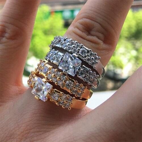 Hot Sell Bridal Ring For Lover Luxury Jewelry 925 Sterling Silver&Gold Fill PrincessC