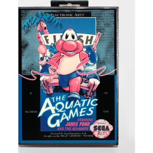 Aquatic Games with Retail Box 16bit MD Game Card For Sega Mega Drive/ Genesis