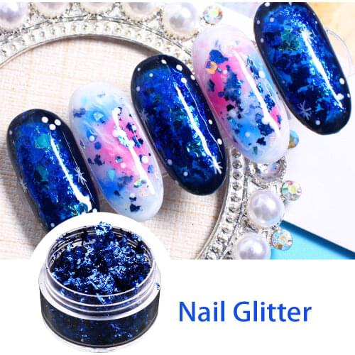 Imitation Gold Foil Fragment Blue Nail Glitter for DIY Nails Sticker Art Nail Decorations Multi Color Gold Leaf Flakes