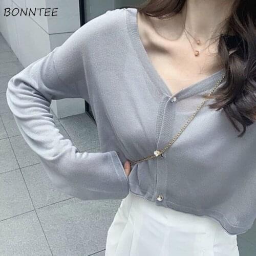 Cardigan Women Soft Summer Sun-proof 6 Colors Simple Leisure All-match Cropped Solid College Female Hot Sale Loose Fashion New