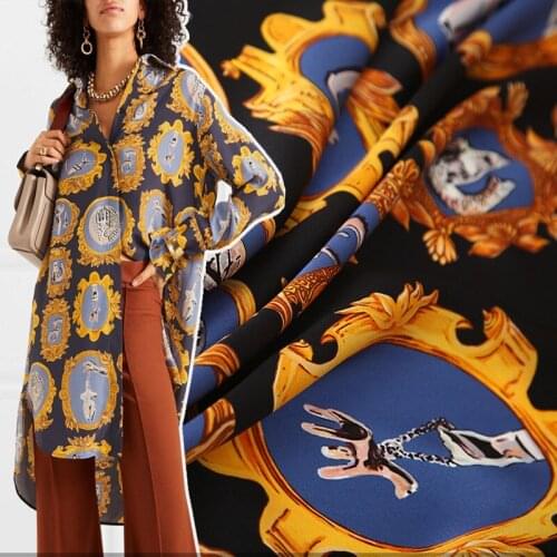 European brand classic digital printing fabric, retro bronze mirror fabric, sewing fabric factory shop is not out of stock