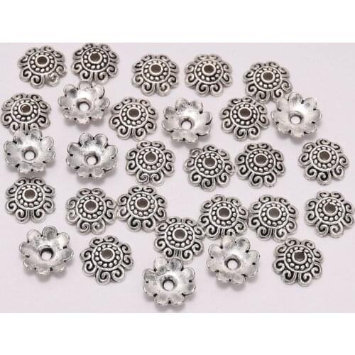 50pcs/Lot 10mm Antique Beads Caps Carved Flower Loose Sparer Apart Torus End Bead Caps For DIY Jewelry Making Findings