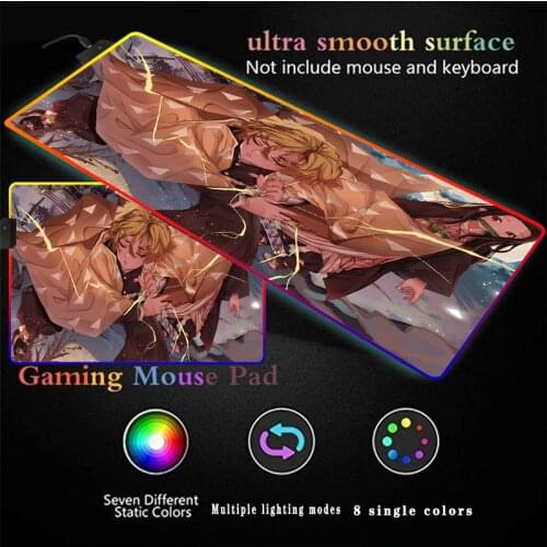 Anime Demon Slayer Kimetsu No Yaiba RGB Gaming Large Office Computer Mousepad Keyboard Mause Carpet Desk Play Mat Big Mouse Pad