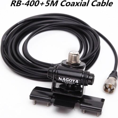 Nagoya RB-400 Car Antenna Mount Bracket Clip with 5M Extension Coaxial Feeder Cable for Baofeng TYT QYT Baojie Mobile Radio