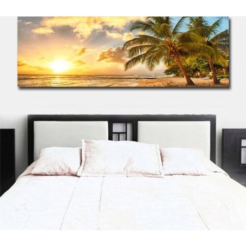 Summer Sunrise Seascape Canvas Nordic Poster Nature Wall Art Prints Painting Decorative Picture Scandinavian Home Decoration