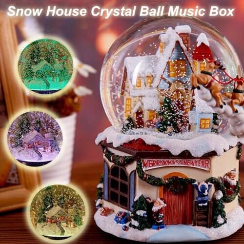 Multifunctional Snow Globe Christmas Crystal 4-in-1 Ball Music Box Resin Luminous Birthday Gifts Party Wedding Decoration