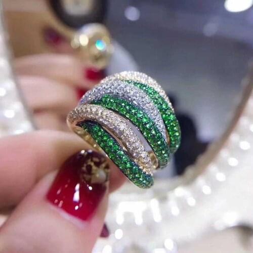 Fashion silver color white and green cz