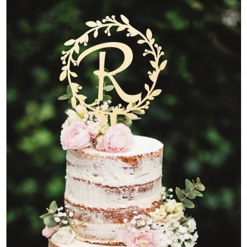 Monogram Cake Topper Wreath Cake Topper Wedding Cake Topper Names Cake Topper Custom Cake Topper Wooden Cake Topper Initials Cak