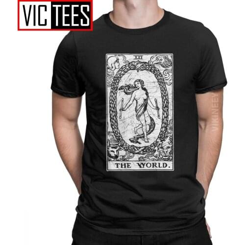 Men The World Tarot Card Major Arcana Fortune Telling Occult T Shirt 2020 Cotton Clothes Casual T-Shirt