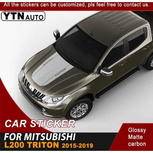 Bonnet Hood Scoop Car Stickers For Mitsubishi L200 Triton 2015 2016 2017 2018 2019 Stripe Graphic Vinyl Car Decals Accessories