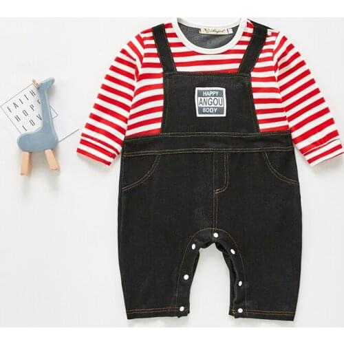 Infant Baby Boy 2021 Spring Autumn Romper Newborn Long Sleeve Gentleman Cowboy Cool Party Baptism Boy Infant Overalls Clothing