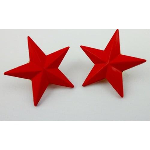 Pair Unknown Military Red Star Badge Red Star Hat Lapel Pins INSIGNIA