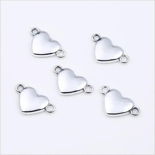 20pcs Silver gold color LOVE Heart Charms Pendant Earring Connectors for Jewelry Making Accessories DIY Findings Handmade