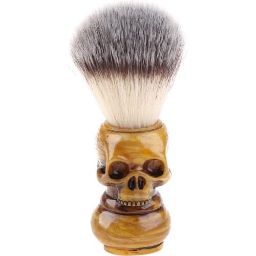 Shaving Brush Badger Bristle Hair Skull Hand Made Wooden Handle -Mens Gift