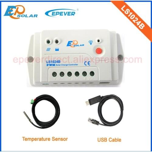 Solar 10A 10amp auto voltage 12v 24v auto work panel system controller LS1024B USB cable+temperature sensor