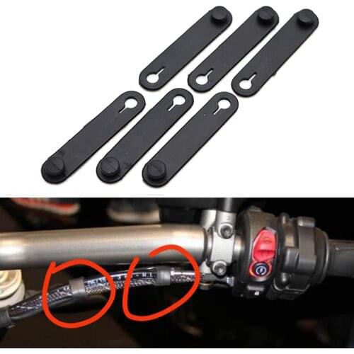 6pcs Universal Motorbike Bike Black Throttle Cable/Clutch Cable Tension Strap For BMW Ducati Scooter Offroad Cafe Racer