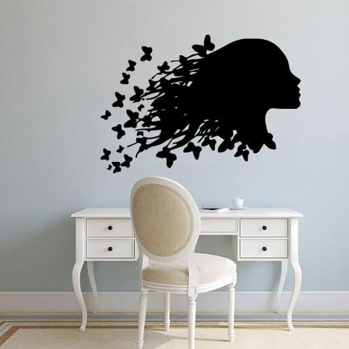 Hair Woman Vinyl Wallpaper Removable Wall Sticker Background Wall Art Decal Living Room Bedroom Decoration Barber Shop P173