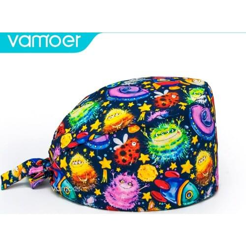 High Quality Pattern Scrub Cap Printing Working Hat 100% Cotton Women Men Beautician Dust Proof Cooking Chef Caps nursing hats