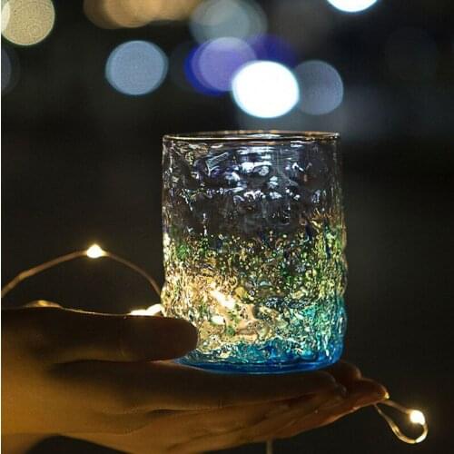 Japanese glass Cup Luminous Starry Sea Cup Primitive Handmade Brandy Sake Wine Cup Whisky Beer Milk Drinkware Couples Gift