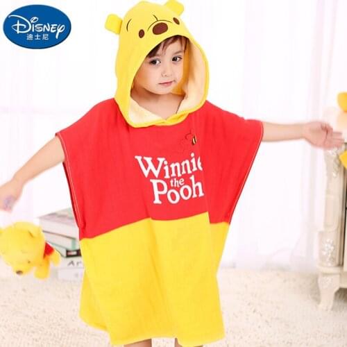 Yellow Pooh Cotton Childrens Hooded Bath Towel beach towels Minnie Mickey mouse Cloak Cotton Bathrobe Cartoon Bath towel