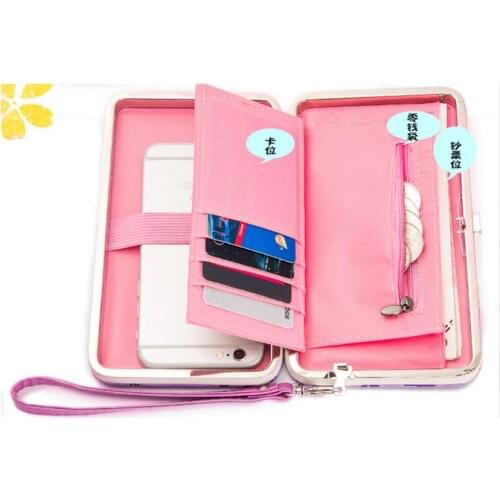 1 piece big capacity bow womens wallet card holder cellphone pocket PU leather money bag day clutch with many slots