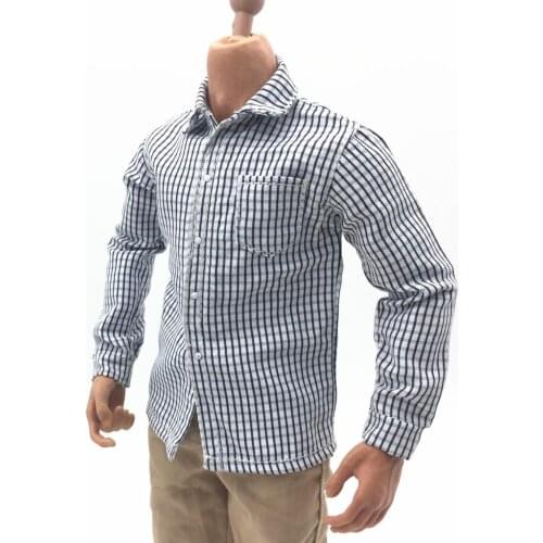 1/6 Mans Formal Gray Plaid Shirt for 12'' DML BBI DID Action Figure