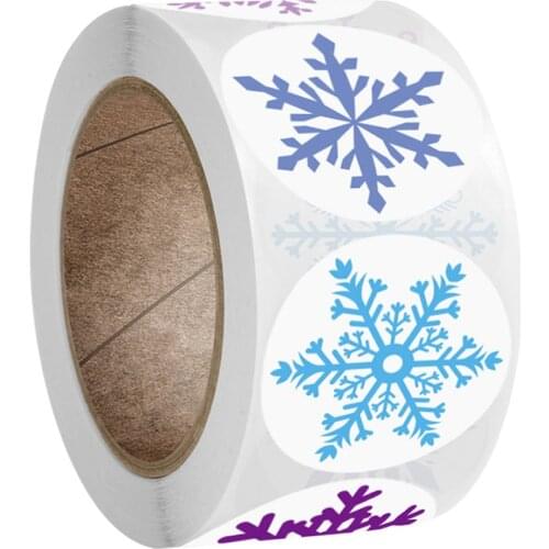 100-500Pcs Snowflake Merry Christmas Stickers Candy Bag Envelopes Sealing Label Sticker Christmas Gifts Box Decorations