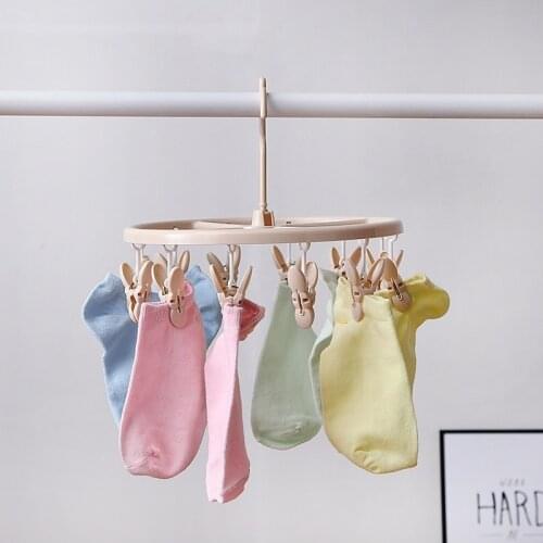 12 Clips Folding Clothes Dryer Hanger Rotatable Round Drying Rack Towels Socks Underwear Drying Rack Multipurpose Drying Rack