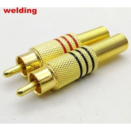 20Pcs/lot WHOLESALE Good Quality welding Gold Plated RCA Connector RCA male plug adapter for Audio Vidiod Wire Connector plug
