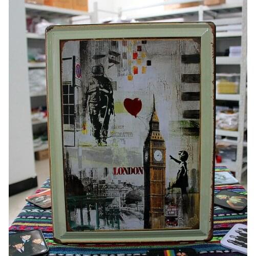 30pcs/lot Metal Sign shabby chic Home decoration London poster antique tin sign wall decor House Cafe Bar Vintage iron paintings
