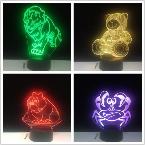 3D Dinosaur Bear Animal Desgin Led Lamp Night Light 7 Color Change LED Christmas Lights USB Touch Sensor Table Lamp