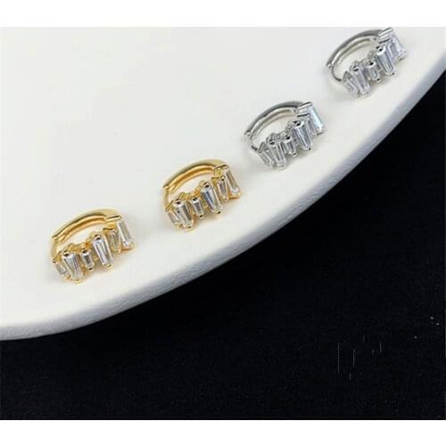 925 Sterling Silver European Irregular Crystal Stud Earrings Women Elegant Vintage Party Wedding Jewelry Friendship Gift