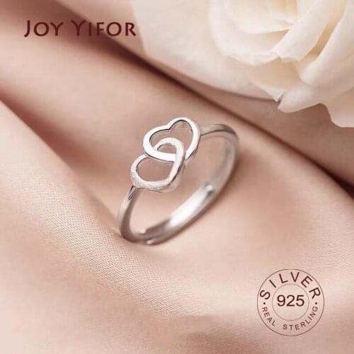 925 Sterling Silver Round Circle Pure Finger Ring Simple Heart Engrave Rings for Women Wedding Engagement Jewelry