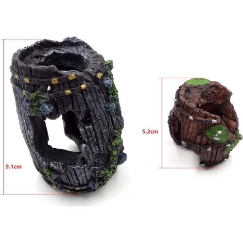 Aquarium Fish Tank Resin Barrel Artificial Fish Tank Barrel Decor Fish Hiding Simulation Barrel Cave Shelter