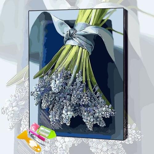 5D DIY Diamond Painting Flower Gift Rose, Lavender New Inlaid Rhinestone Cross Stitch Mosaic Landscape Oil Painting Crafts