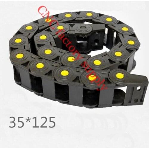 Free Shipping Yellow spot 1M 35*125 mm Plastic Cable Drag Chain For CNC Machine,Inner diameter opening cover,PA66